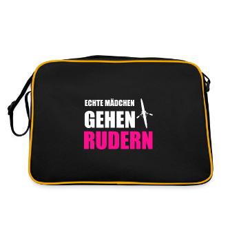 Rudern Mädchen Ruderer Ruder Geschenk - Retro Tasche - Schwarz/Gold - Hinten