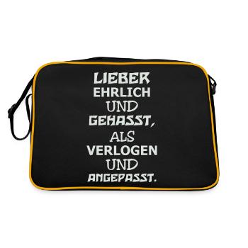 Lieber Ehrlich Und Gehasst Als Verlogen Angepasst - Retro Tasche - Schwarz/Gold - Hinten