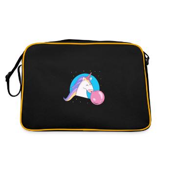 Unicorn with bubble gum bubble - Retro Bag - black/gold - Back