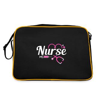 Pflegekraft Krankenpflege Krankenschwester - Retro Tasche - Schwarz/Gold - Hinten