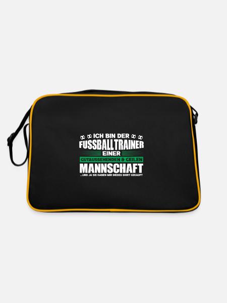 Fußball Trainer Sport Fussballtrainer Geschenk - Retro Tasche - Schwarz/Gold - Hinten
