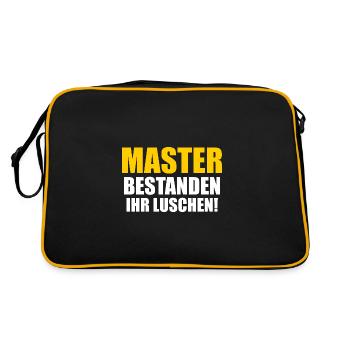 Master Prüfung Masterabschluss Geschenk - Retro Tasche - Schwarz/Gold - Hinten