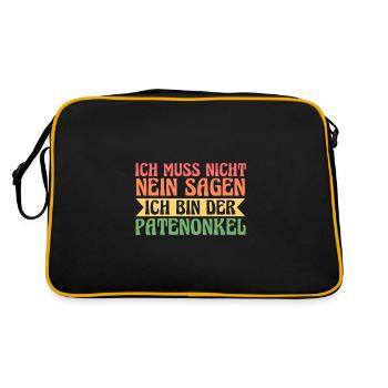 Patenonkel Familie Taufpate Geschenk - Retro Tasche - Schwarz/Gold - Hinten
