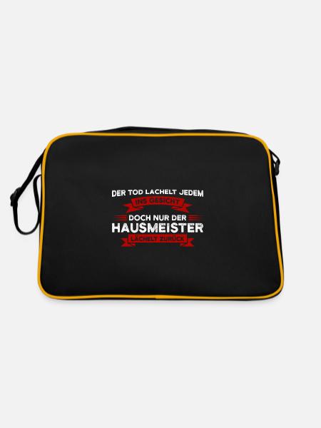 Hausmeister Job Hausverwaltung Geschenk - Retro Tasche - Schwarz/Gold - Hinten
