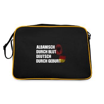 Deutsch Albanisch Deutsch Geschenk - Retro Tasche - Schwarz/Gold - Hinten