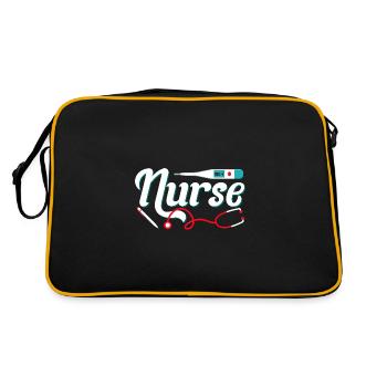 Pflegekraft Krankenpflege Krankenschwester - Retro Tasche - Schwarz/Gold - Hinten