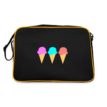 Eis Eiscreme Erdbeere Erdbeereis Sommer Festival - Retro Tasche - Schwarz/Gold - Hinten
