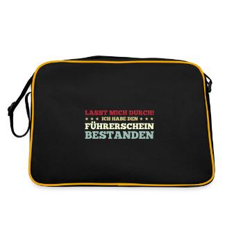 Führerschein Prüfung Führerscheinprüfung Geschenk - Retro Tasche - Schwarz/Gold - Hinten