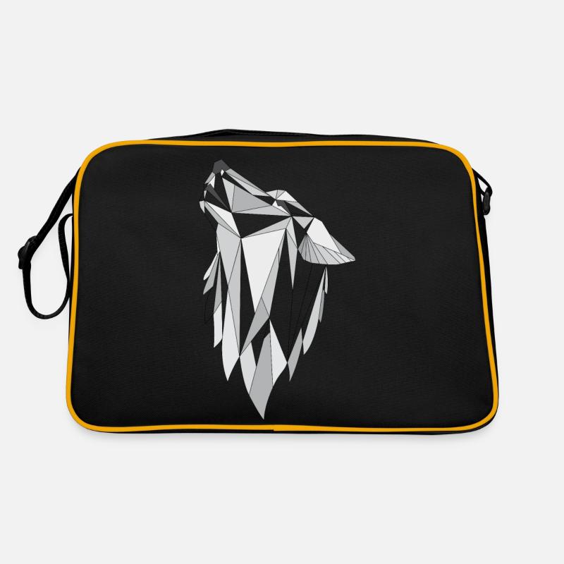 Geometrie Wolf grau Retro Tasche