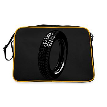 Reifen 2farbig - Retro Tasche - Schwarz/Gold - Hinten