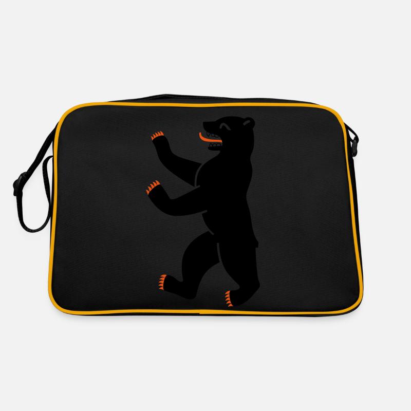 Berliner Bär Single - Retro Tasche - Schwarz/Gold