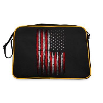 Rote und weiße amerikanische Flagge - Retro Tasche - Schwarz/Gold - Hinten