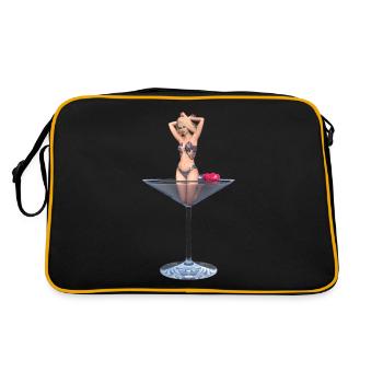 Erotische junge Frau im Champagnerglas - Retro Tasche - Schwarz/Gold - Hinten