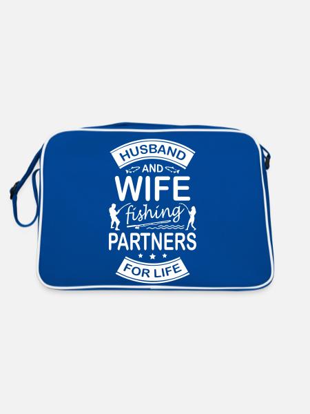 Husband And Wife Fishing Partners For Life - Retro Bag - blue/white - Back