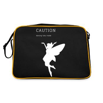 CAUTION - Retro Tasche - Schwarz/Gold - Hinten