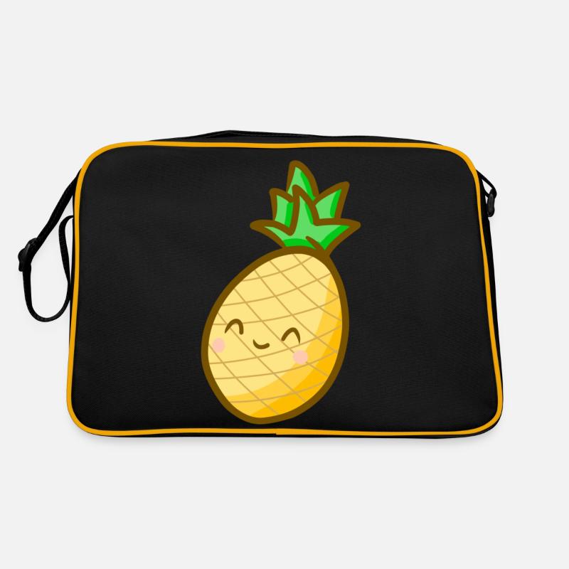 Ananas - Retro Tasche - Schwarz/Gold
