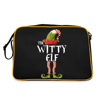 witty elf family matching christmas - Retro Bag - black/gold - Back