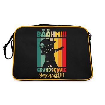 Grundschule Geschafft 2026 Grundschulabgänger - Retro Tasche - Schwarz/Gold - Hinten
