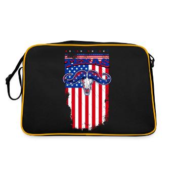 Un magnifique Longhorns du Texas avec un design de drapeau américain - Sac Retro - noir/or - Dos