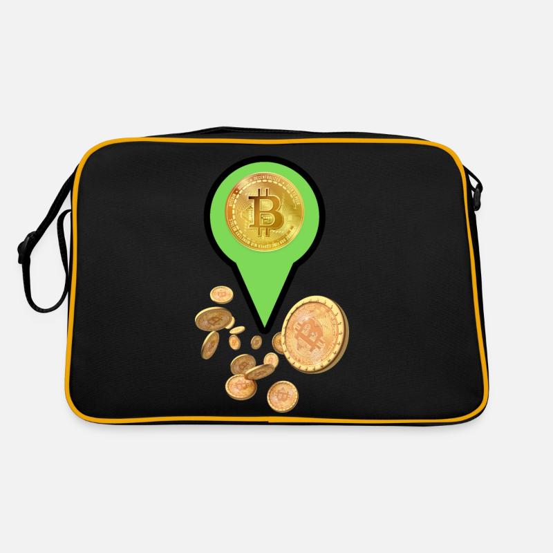 Bitcoin Standort - Retro Tasche - Schwarz/Gold