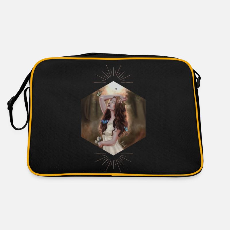 Schmetterlinge auf Frau - Retro Tasche - Schwarz/Gold