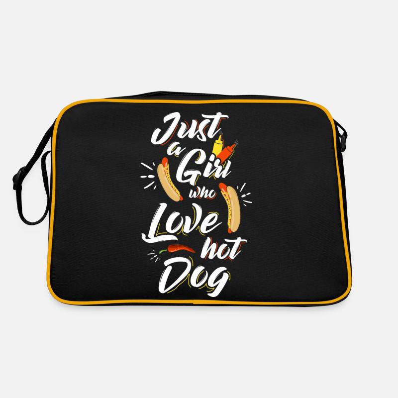 Nur ein Mädchen, das Hot Dog liebt Retro Tasche