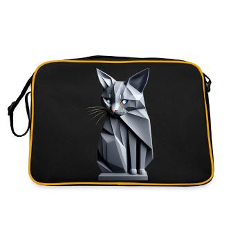 Chat gris origami, futuriste de face - Sac Retro - noir/or - Dos
