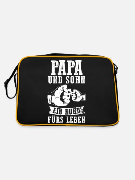 Papa Vater Vatertag - Retro Tasche - Schwarz/Gold - Hinten