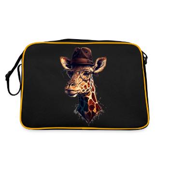 Giraffeal's old grandpa with reading glasses and hat - Retro Bag - black/gold - Back