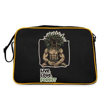 Waldmenschen. Leben, Liebe, Wald - Retro Tasche - Schwarz/Gold - Hinten