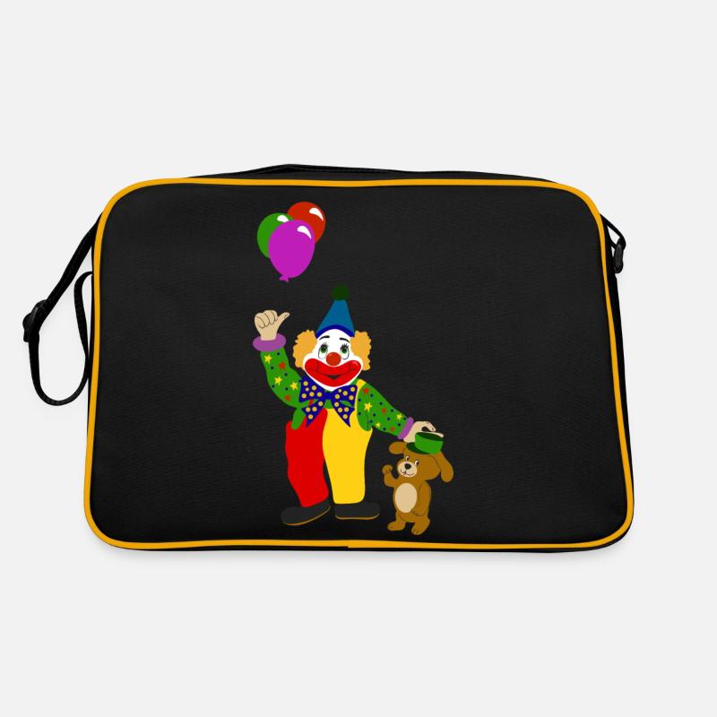 Clown avec son chien - Sac Retro - noir/or