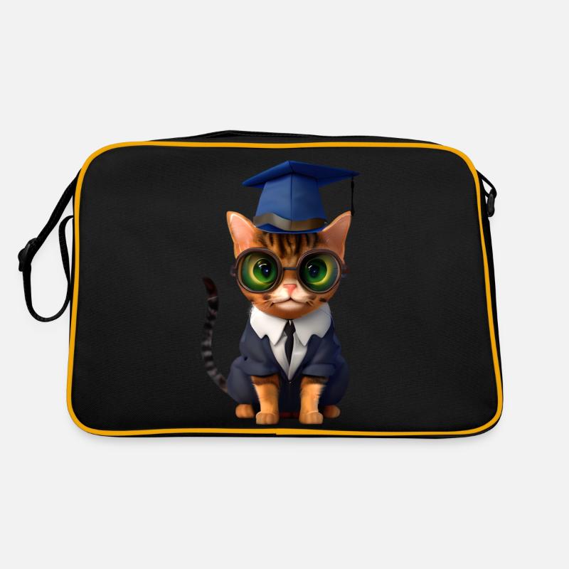 Bachelor Katze Studium Absolvent Schulabschluss Retro Tasche