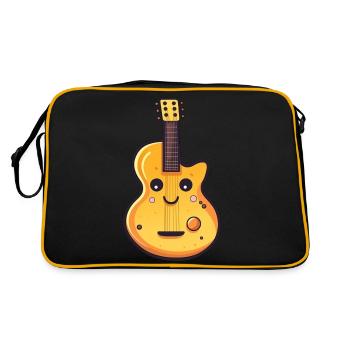 Gitarre im Comic Stil - Retro Tasche - Schwarz/Gold - Hinten