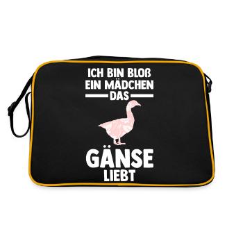 Gans Gänse - Retro Tasche - Schwarz/Gold - Hinten