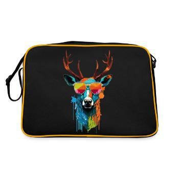 Buntes Reh mit Sonnenbrille - Retro Tasche - Schwarz/Gold - Hinten