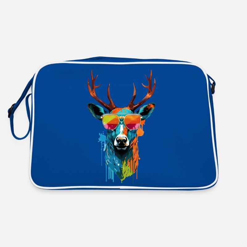 Colorful deer with sunglasses Retro Bag