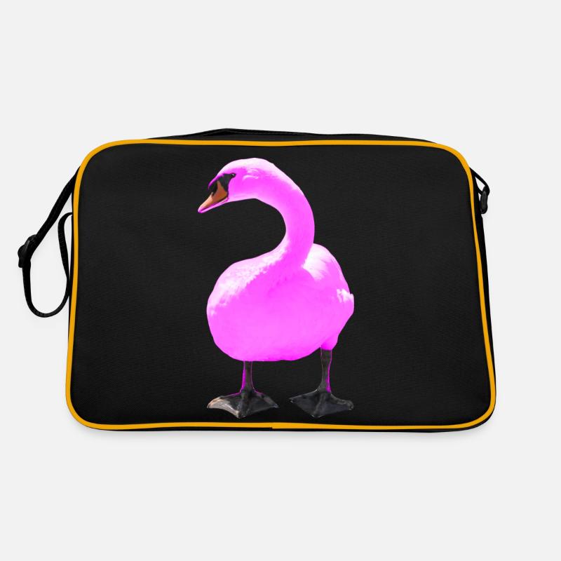 Schwan - Retro Tasche - Schwarz/Gold