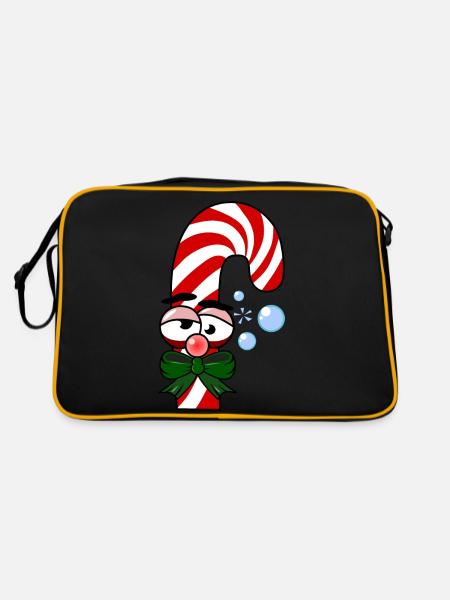 Drunken candy cane - Retro Bag - black/gold - Back