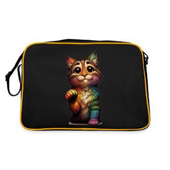 Begging Rainbow Cat - Retro Bag - black/gold - Back