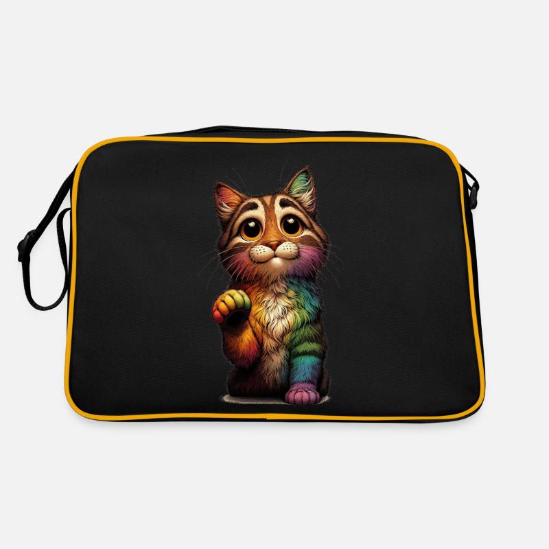 Bettelnder Regenbogen Kater Retro Tasche