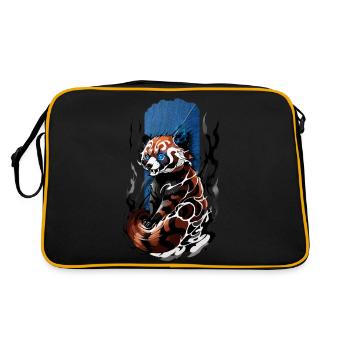 Enigmatic Radiance: Red Panda with Blue Eyes - Retro Bag - black/gold - Back