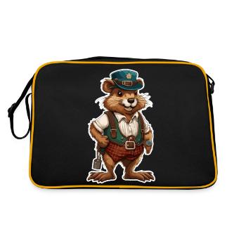 Lederhosen / Animal / Traditional costume / Tradition / Beaver - Retro Bag - black/gold - Back