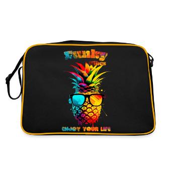 Funky vibes. Enjoy your life. Pineapple - Retro Bag - black/gold - Back
