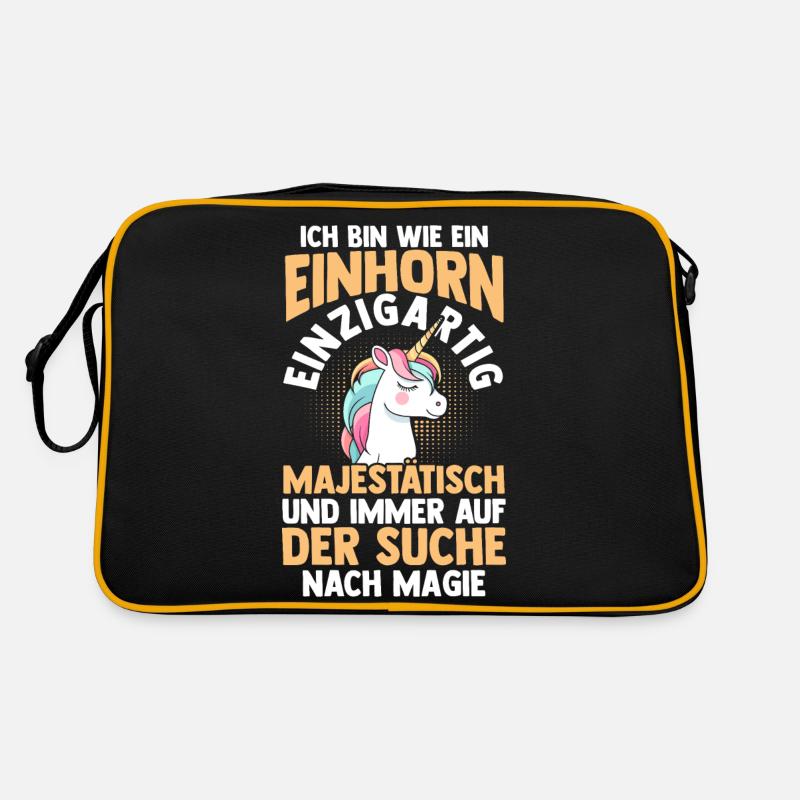 Einhorn - Retro Tasche - Schwarz/Gold
