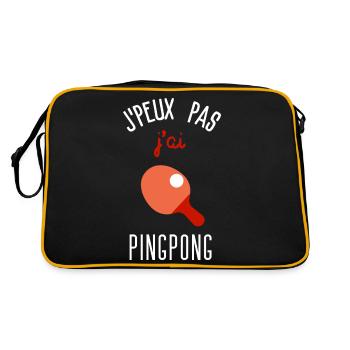 Ich kann nicht, ich habe Tischtennis - Retro Tasche - Schwarz/Gold - Hinten