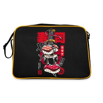 Japanisches Katana-Vintage-Sushi - Retro Tasche - Schwarz/Gold - Hinten
