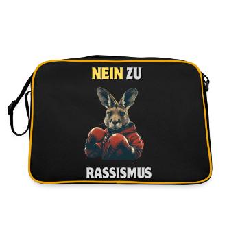 Känguru "Keine Chance für Rassismus" - Retro Tasche - Schwarz/Gold - Hinten