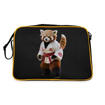 Sportlicher Roter Panda - Retro Tasche - Schwarz/Gold - Hinten