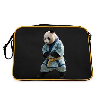 Sportlicher Panda - Retro Tasche - Schwarz/Gold - Hinten
