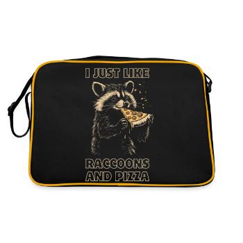 Raton laveur mangeant de la pizza - Sac Retro - noir/or - Dos